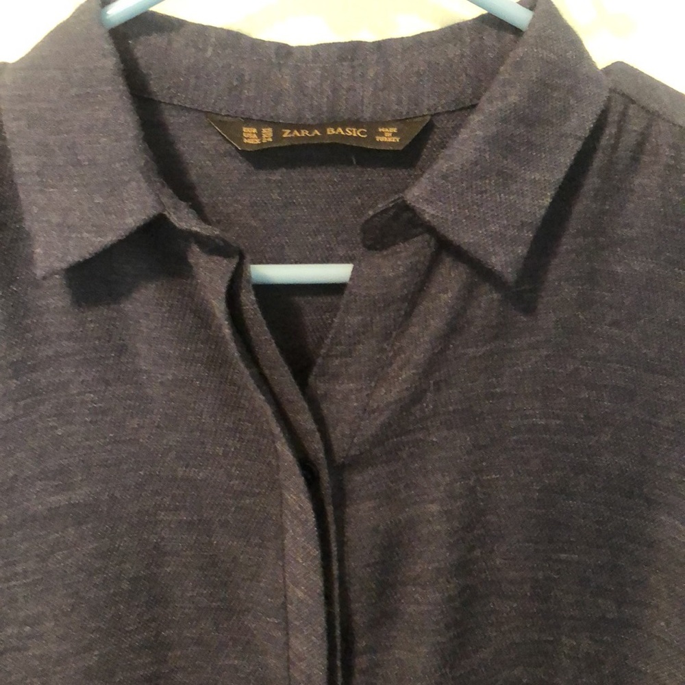 Zara Basic Long Button Down Shirt With Side Slit … - image 2